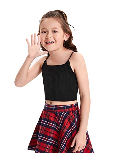 WDIRARA Girl's 2 Pack Basic Rib Knit Crop Cami Top Sleeveless Casual Top2