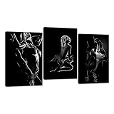 Black Abstract Woman Wall Art for Bedroom Minimalism Silhouette Poster 3 Pieces Black and White Sexy