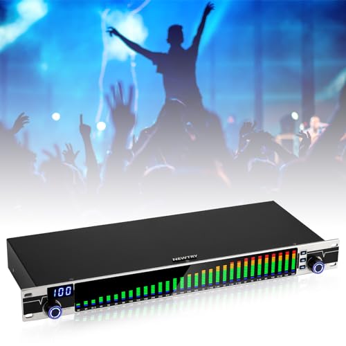 NEWTRY Home Audio Equalizer, 31-Band Audio Spectrum Analyzer, 1U Equalizer Home Audio, Stereo Equalizer Real Time Frequency Level Display 110V
