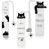 DOVBAN 3 piezas de marcapáginas de metal con colgante de gato,
