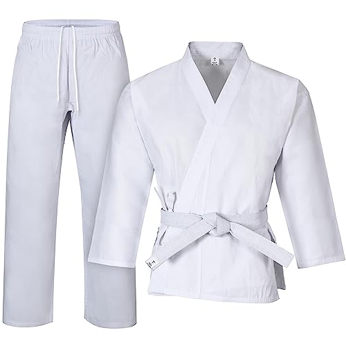 Macs Karate Gi Martial Arts Elastic Drawstring Karate Uniform For Kids & Adult Lightweight Student Gi With Free Belt 0000 (2'9"-3'2"/25 Lbs) #TOP2