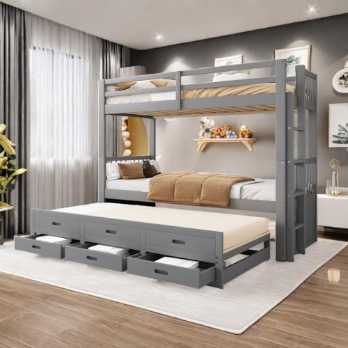 Sapgaks Lit Enfant 90x200 Lit Superposé Enfant Extensible, Lit Double Protection Anti Chute, pour Filles et garçons, Cadre de lit en pin et MDF avec échelle...