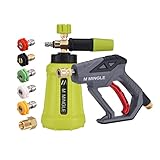 M MINGLE High Pressure Washer Gun Snow Foam Lance, 4000 PSI Cannon Foam Blaster Power Washer with 1/4" Quick Connector, Car Wash Foam Cannon Kit with 5 Pressure Washer Nozzle Tips, 1 Liter