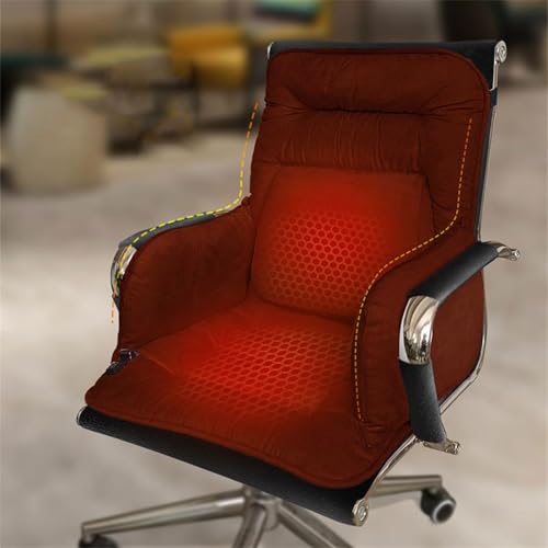 Cojín Calefactable Asiento, Cojín Respaldo Felpa Gruesa Silla Cojines Silla Una Sola Pieza, Antideslizantes Cálidos Invierno Cojín Calefactable Respaldo Silla para Silla Oficina en Casa