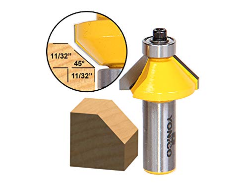 Image of YONICO Chamfer Router Bits Edge Forming 45 Degree 1 /2-Inch Shank 13105