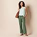 Amazon Essentials Women's Pull On Linen Blend Drawstring Relaxed Fit Wide Leg Pant, Military Green, 1X