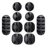 Wire Clips Cable Protector,GIM 10pack Cable Clips Desktop Cord Organizer,Cable Management, Wire Holder System, Multipurpose Silicone Adhesive Cord Hooks For TV Home, Office, Cubicle, Car, Desk