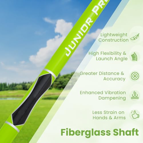 COSTWAY Junior Practice Golf Club, 8-10 Years Children Golf Putters Right Hand with Fiberglass Shaft & Headcover, Individual Golf Driver for Boys and Girls (Green, #7 Iron) - Image 3