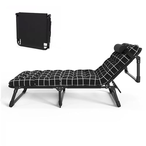 Cama Plegable con Colchón, Estructura Metálica 4 Posiciones Ajustables Colchón Removible Cama Plegable Individual Portatil para Viajar, Hogar(190 * 68 * 30cm)