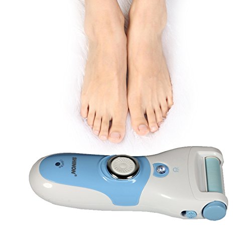 Shinon Electronic Pedicure Foot File Callus Remover for Dry Feet & Cracked Heels Includes 2 Mineral Pumice Stone Rollers Effectively Remove Dead Skin and Reduce Calluses
