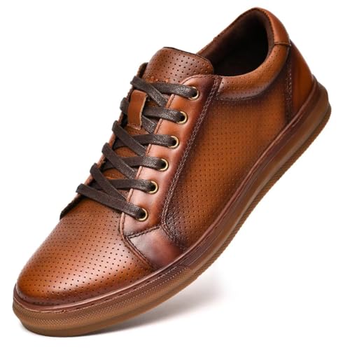 Image of Arkbird Casual Sneakers, Originals Oxford Lace-up Leather Shoes for Men Brownness 10.5