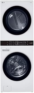 LG WKE100HWA WashTower Stacked Washer Dryer Combo 4.5 Cu Ft Front Load Washer 7.4 Cu Ft Electric Dryer White