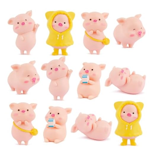 BETESSIN 12pcs Figura Cerdo Suerte Miniatura, Figura de Cerdo Pequeña, Nochevieja Cerdo Miniatura, Cerdo de Suerte Resina, Decoración Cerdo de Mesa, Miniatura Cerdito Regalo Suerte Examen Año Nuevo