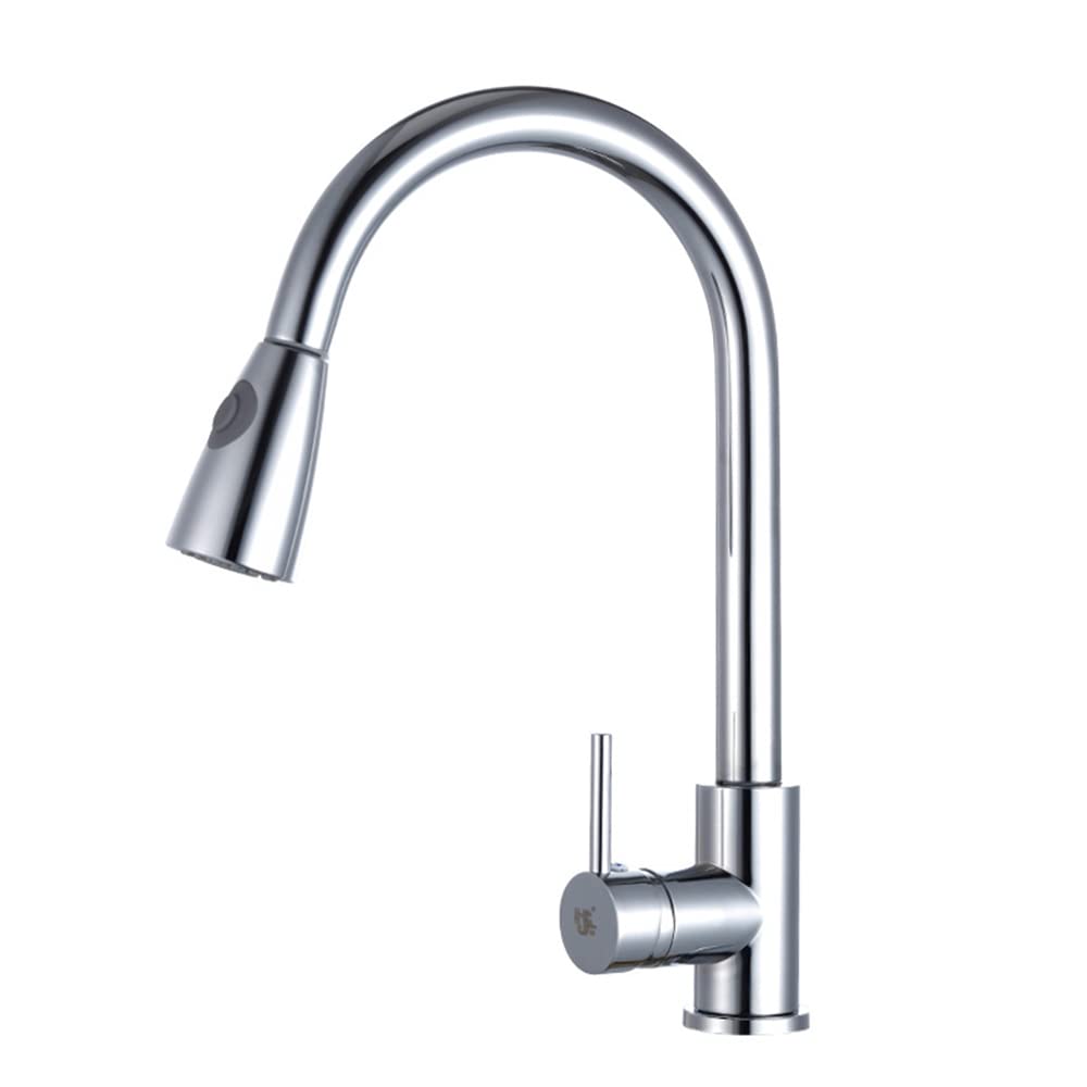 Robinet de cuisine avec douchette rétractable en acier nickel brossé pour évier moderne