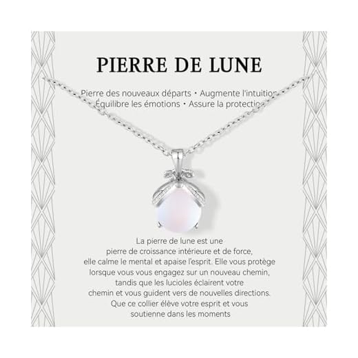 Lueaurra Cadeau pour Femme Collier Pierres de Lune Idee Original Cadeau Ado Fille Cadeaux Noel Femme Anniversaire Collier pour Fille Maman Sœur Amie