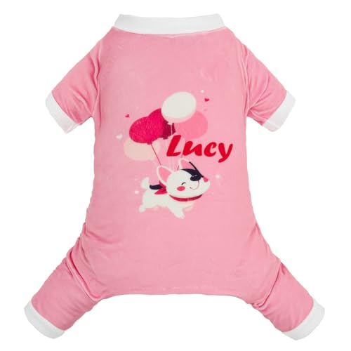 Image of CuteBone Soft & Stretchy Dog Pajamas Lucy - Cozy Pet Jammies Breathable Jumpsuit for Small Dogs - All-Season Comfy Outfit Easy-On Pullover Design - Keeps Pets Warm & Comfortable P338L