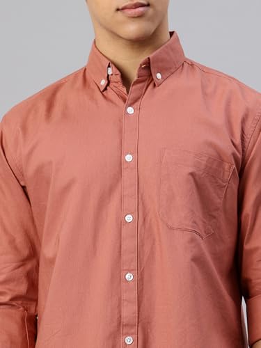 Image of Majestic Man Men's Solid Pure Cotton Casual Shirt - Slim Fit | Full Sleeves | Soft & Breathable Fabric