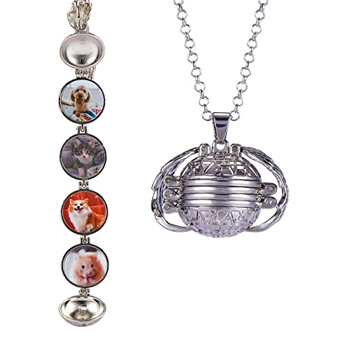 Ornaland Round Expanding Photo Locket Pendant Necklace for Women Men