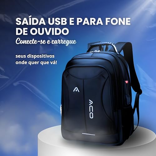 Mochila Anti Furto Unissex para Notebook - Reforçada, Impermeável, Executiva, Alça com Cabo de Aço,