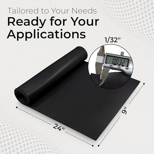 Image of Exactly Rubber - Commercial Grade Silicone Sheet, 60A Durometer Silicone Mat, -80 to 450F Temperature Resistant Rubber Mat, Rubber Sheet with 350% Elongation, Made in The USA, 1 /32 x 9 inch x 24 inch, Black