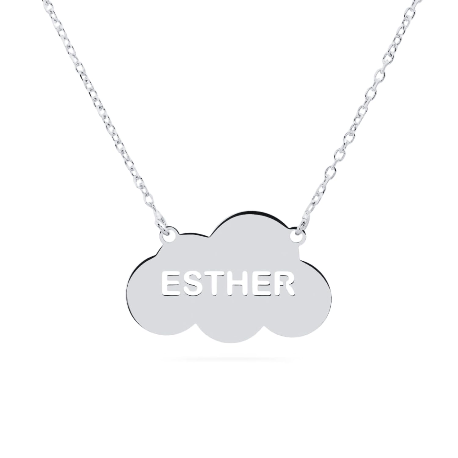 Colgante con Nombre Personalizado en Plata de Ley - Colgante Nombre con forma de Nube para Mujer y Niñas - Collar Personalizado de Plata