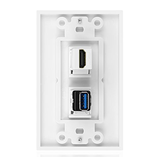 Tnp Usb Hdmi Outlet Wall Plate - Usb 3.0 Charger & Hdmi Port Receptacle For High Speed Charging & 4K 60Hz Arc/Earc Ethernet Face Plate Plug Insert Jack Panel Cable Coupler Mount Socket (White) #TOP1