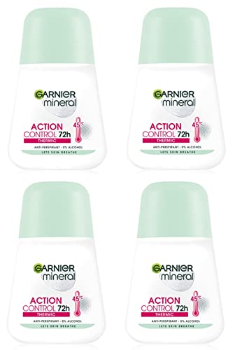 (Pack of 4) Garnier Mineral Action Control Thermic Anti-perspirant Roll On for Women 4x50ml