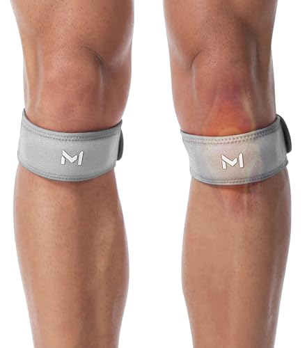 Image of 2 Pack Patellar Tendon Support Strap for Knee Pain Relief, Patella Knee Brace with EVA Semi-circular Tube, Tendonitis, Patella Bands for Basketball, Running, Hiking, Tennis, Squats (Gray, Knee(11 inch-15 inch))