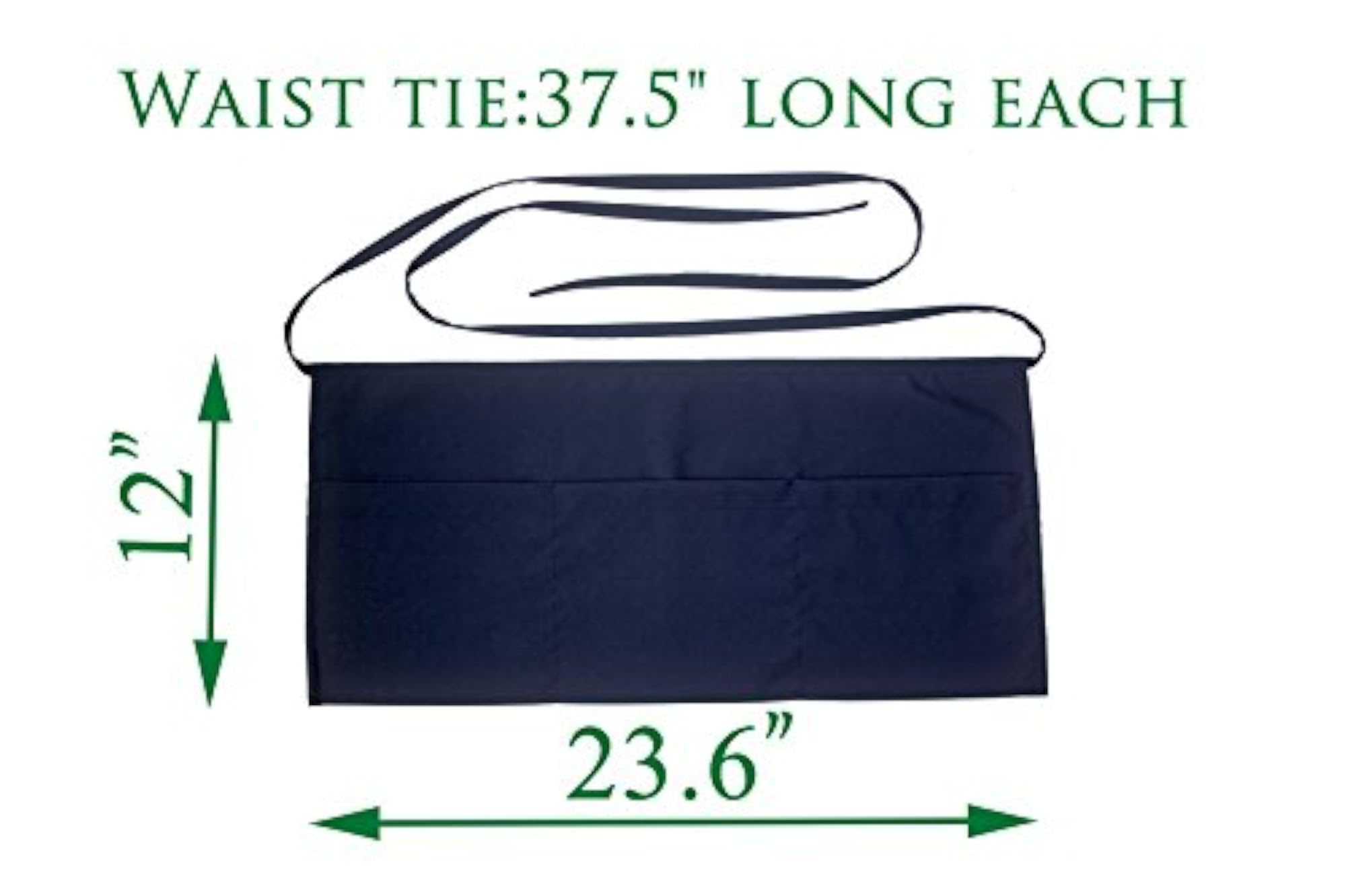 Navy Waist Server Apron with 3 Big Pockets