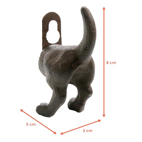 Spetebo Gusseisen Wandhaken Hundepopo braun - 6er Set - Hunde Garderoben Haken in antik Optik - Hundeschwanz Wandgarderobe Kleiderhaken für Hundeleine Hundegeschirr Schlüssel Jacken