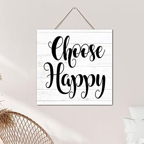 Letrero de madera decorativo Choose Happy placa de pared rustica de madera 6