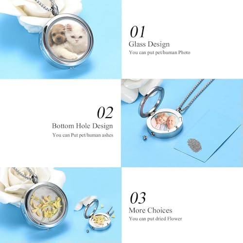 Urne commémorative collier en argent pour apaiser le deuil avec photo et cendres - 3