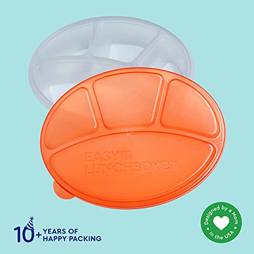 Easylunchboxes® - Oval Lunch Boxes - Reusable 4-Compartment Food Containers For Work, Travel And Meal Prep, Set Of 4, (Classic) #TOP5