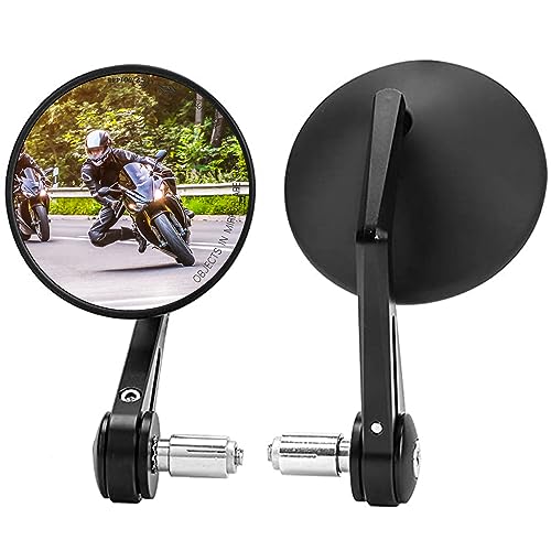 KEMIMOTO Motorcycle Bar End Mirrors 360 Degrees Ball-Type Adjustment Billet Aluminum Handlebar Mirrors compatible for Sportster Softail Dyna Road King Shadow Universal Motorcycle Accessories