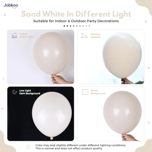 Image of Jobkoo Sand White Balloons 12 Inch, 50 Pcs Boho Beige Cream Latex Balloon