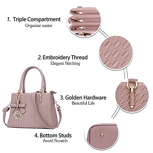 Image of KKXIU Women Satchel Bags Handle Shoulder Handbags and Purses Pockets Zipper Leather Crossbody Bags