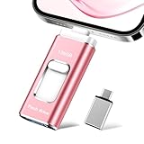 128GB USBメモリー【アプリ不要】4in1 phone対応usbメモリ高速USB 3.0 IOS/USB/Type-C/micro usb フラッシュメモリ type-c USB メモリーphoneデータ 転送保存 写真 バックアップアイフォン用 外付けメモリIOS/Android/Win/MAC対応 携帯容量不足解消（ピンク）