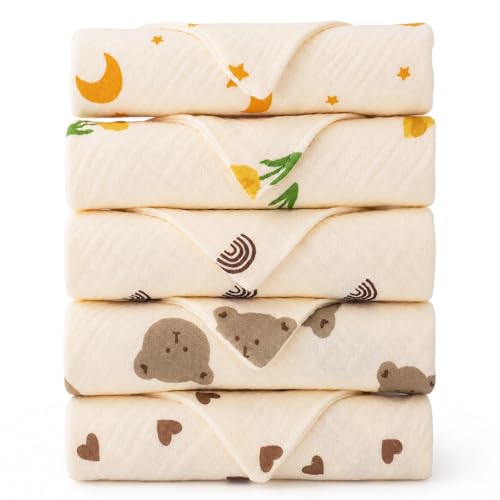 GSrenyu 5 Pack Muslin Cloths For Baby Small Muslin Squares 100% Cotton
