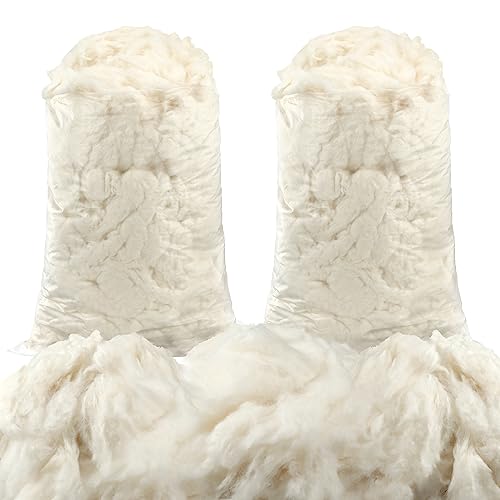 Berlune Organic Raw Cotton Stuffing Natural Cotton Filling for Pillow Upholstery Couch Dolls Art Crafts Stuffed Animals Filler(2.2 lb,White)