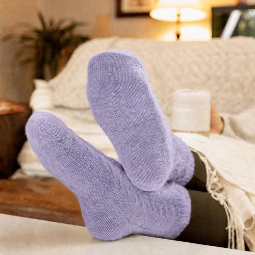 Image of Slipper Socks for Women with Grippers Non Slip, Sherpa Lined Slipper Socks