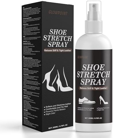 GLOWPOINT Shoe Stretch Spray, 200ml Boot Stretch Spray for Man and Woman, Professional Leather Softener to Relieve Tight Fitting Shoes, Shoe Stretcher for Leather, Suede, Fabric, Canvas