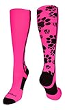 Crazy Socks with Paws Over the Calf (Hot Pink/Black, Small)