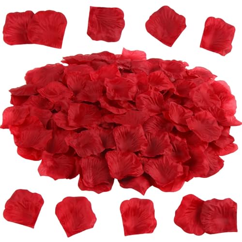 DERAYEE Pétales de Rose Rouge Foncé Artificiels 500PCS, Pétales Rouges pour Décoration St Valentin, Mariage et Saint Valentin