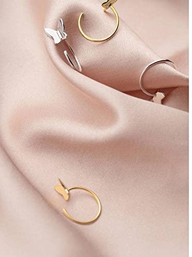 Boucles d'oreilles S925 en argent véritable avec crochets courts papillon - 5