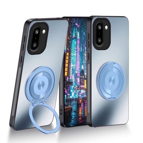 Coque OnePlus 15R rigide et mate en polycarbonate bleu avec support magnétique intégré