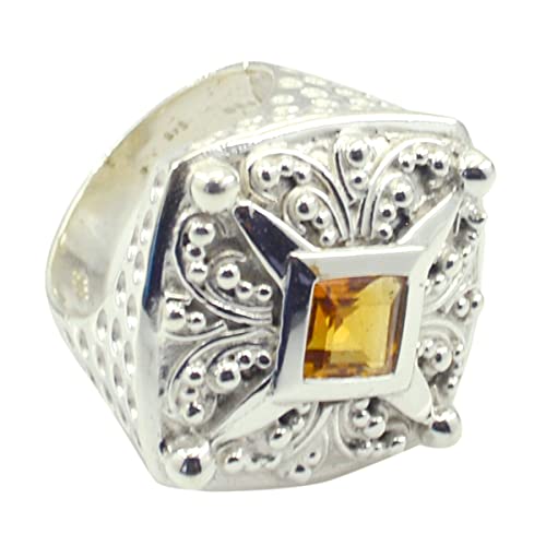 Bague en argent sterling 925 carrée au design élégant et pierres éclatantes