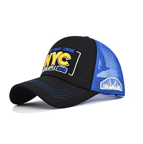 XibeiTrade NYC Nueva York transpirable malla verano gorra de béisbol mujeres hombres deportes al aire libre casual playa sol sombrero, azul, M
