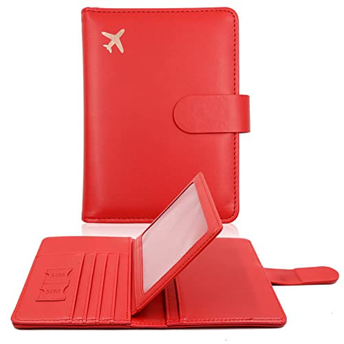 Image of Melsbrinna Rfid Passport Holder for Travel women /Men, Cute Passport Wallet Rfid Blocking Card Slots, Rfid Passport Cover /CaseTravel Wallet, Passport Book Holder, Red2, Cute