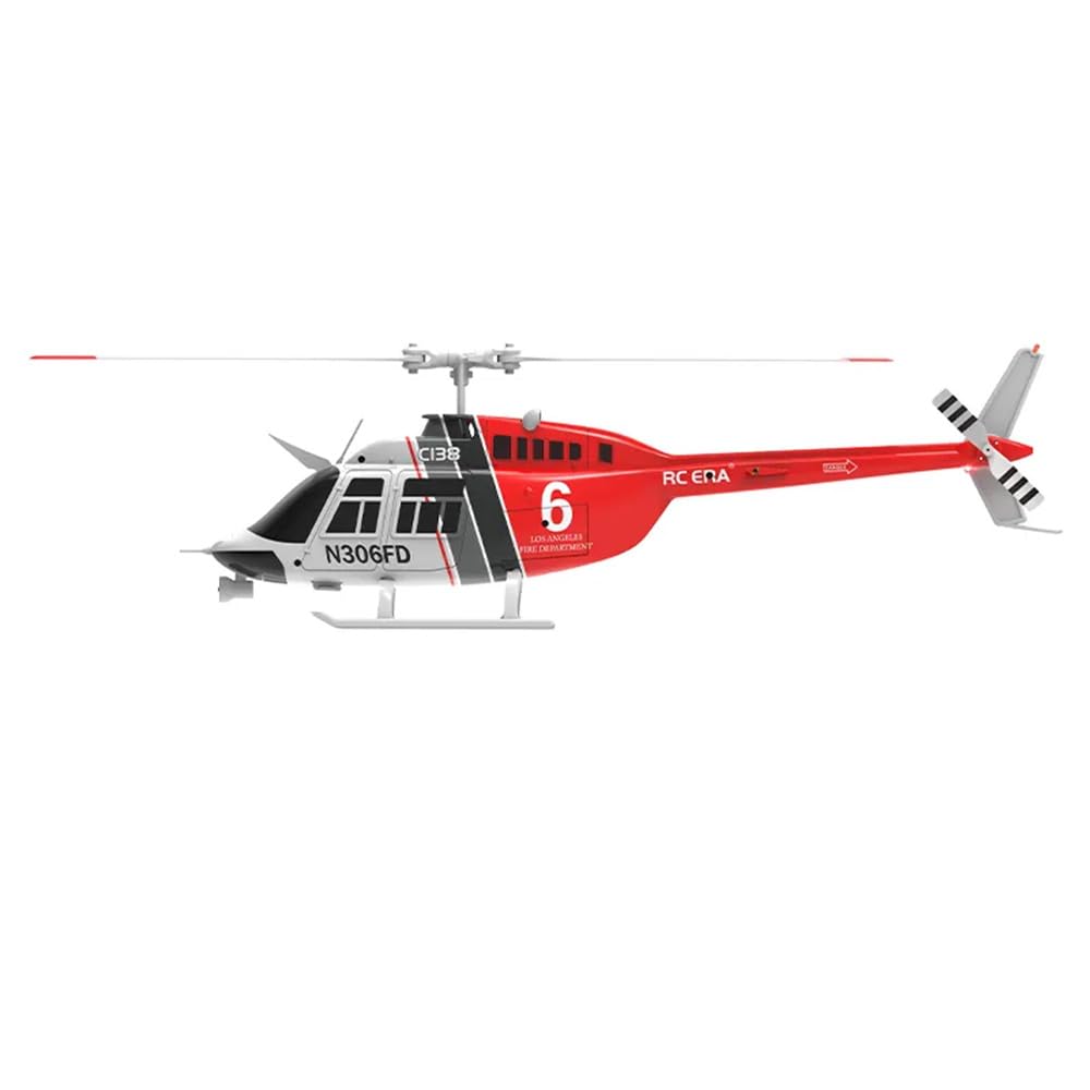 Torcster Hubschrauber Bell 206 Jet Ranger rot-Weiss 6G 312mm RTF 2,4G Ferngesteuert 3D Anfänger Indoor Heli