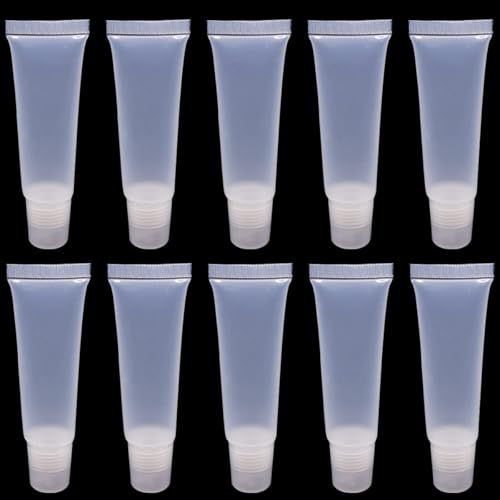 Image of 5Pc 5ml Clear Mini Refillable Empty Squeeze Lip Gloss Lip Balm Lip Oil Tubes Storage Container Jar Bottles with Screw Cap for Household Translucent Frosted & Travel Toiletries